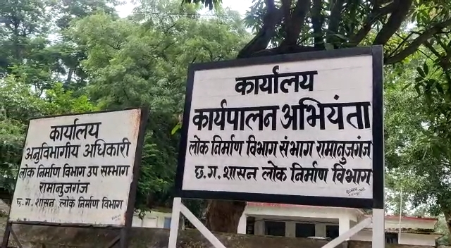 लोक निर्माण विभाग रामानुजगंज, कार्यालय की फाइल फोटो।