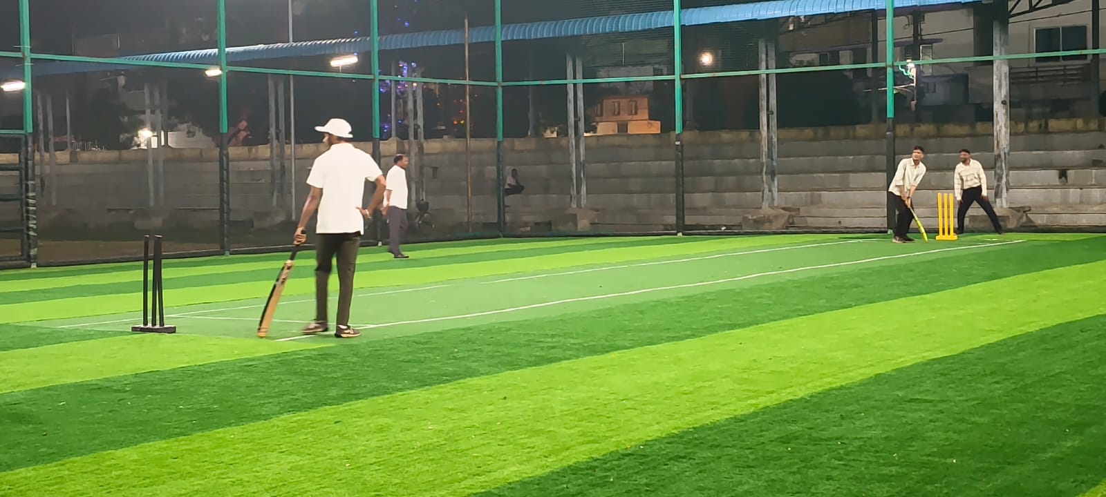 क्रिकेट खेलते हुए अतिथि।