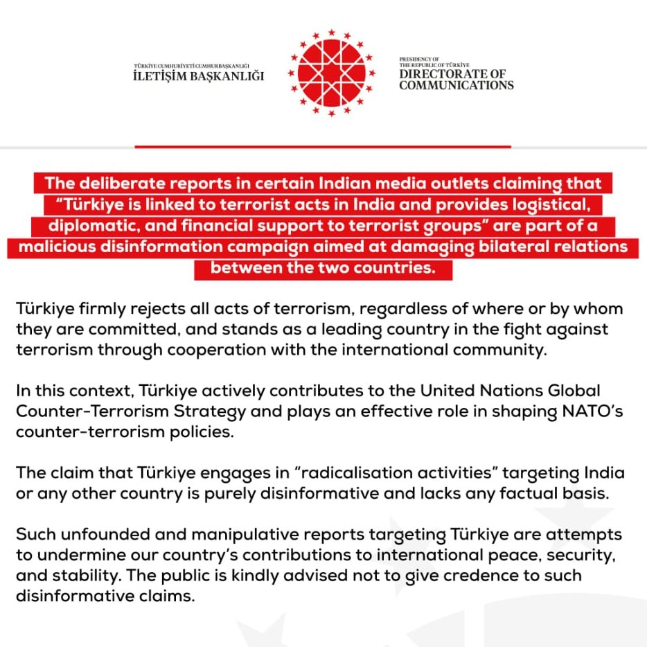 Turkiye denied its role in Terror Attack in India