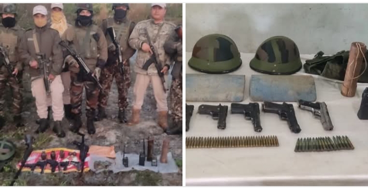Image of the Security forces recover arms and explosives in Imphal West