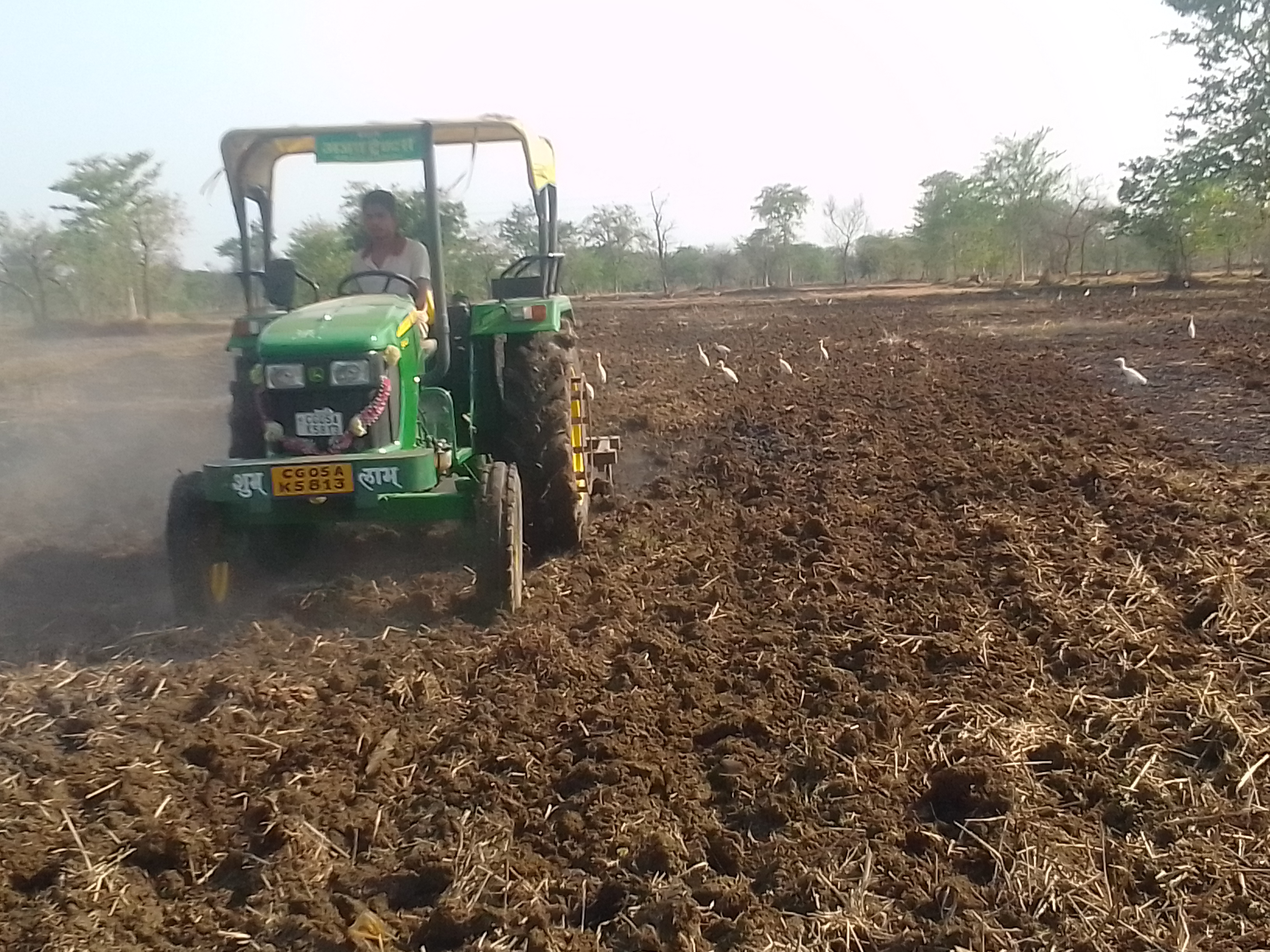 खेत की जुताई करता हुआ किसान। खेत की जुताई करता हुआ किसान।