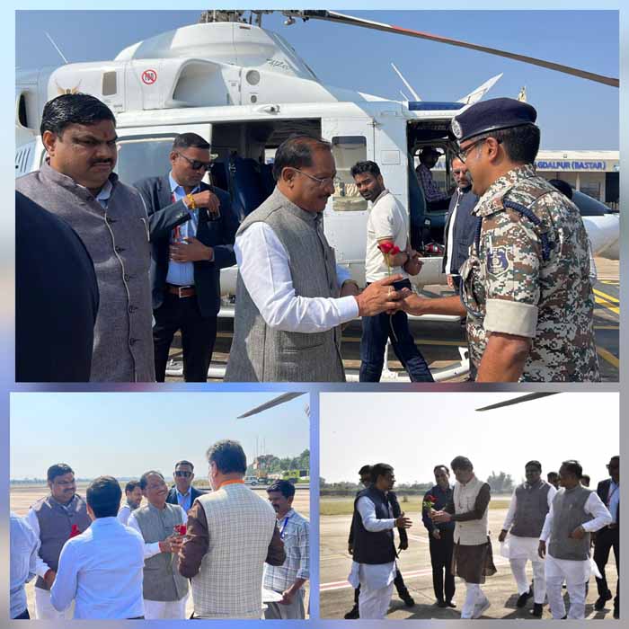 मुख्यमंत्री का जगदलपुर एयरपोर्ट में किया गया आत्मीय स्वागत