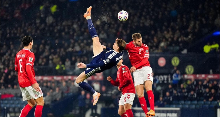 स्कॉटलैंड और डेनमार्क के बीच खेले गए मैच का दृश्य