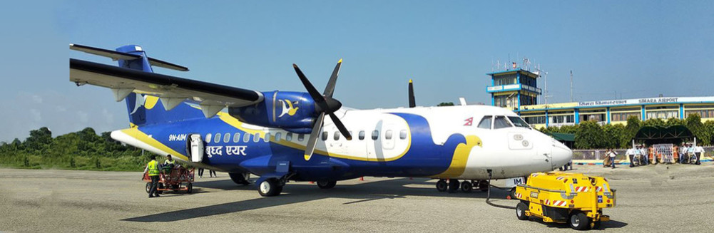 सिमरा विमानस्थल पर रुका बुद्ध एयर का विमान सिमरा विमानस्थल पर रुका बुद्ध एयर का विमान