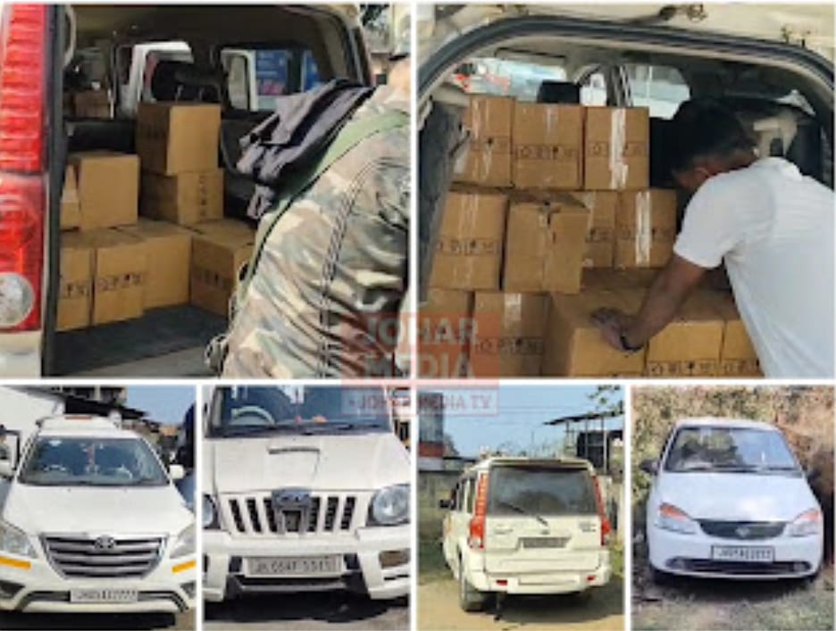 बरामद शराब और वाहन