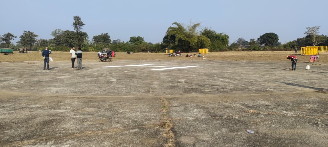 बाल्को हैलीपैड, जगतपुर में तैयारी का अंतिम रूप