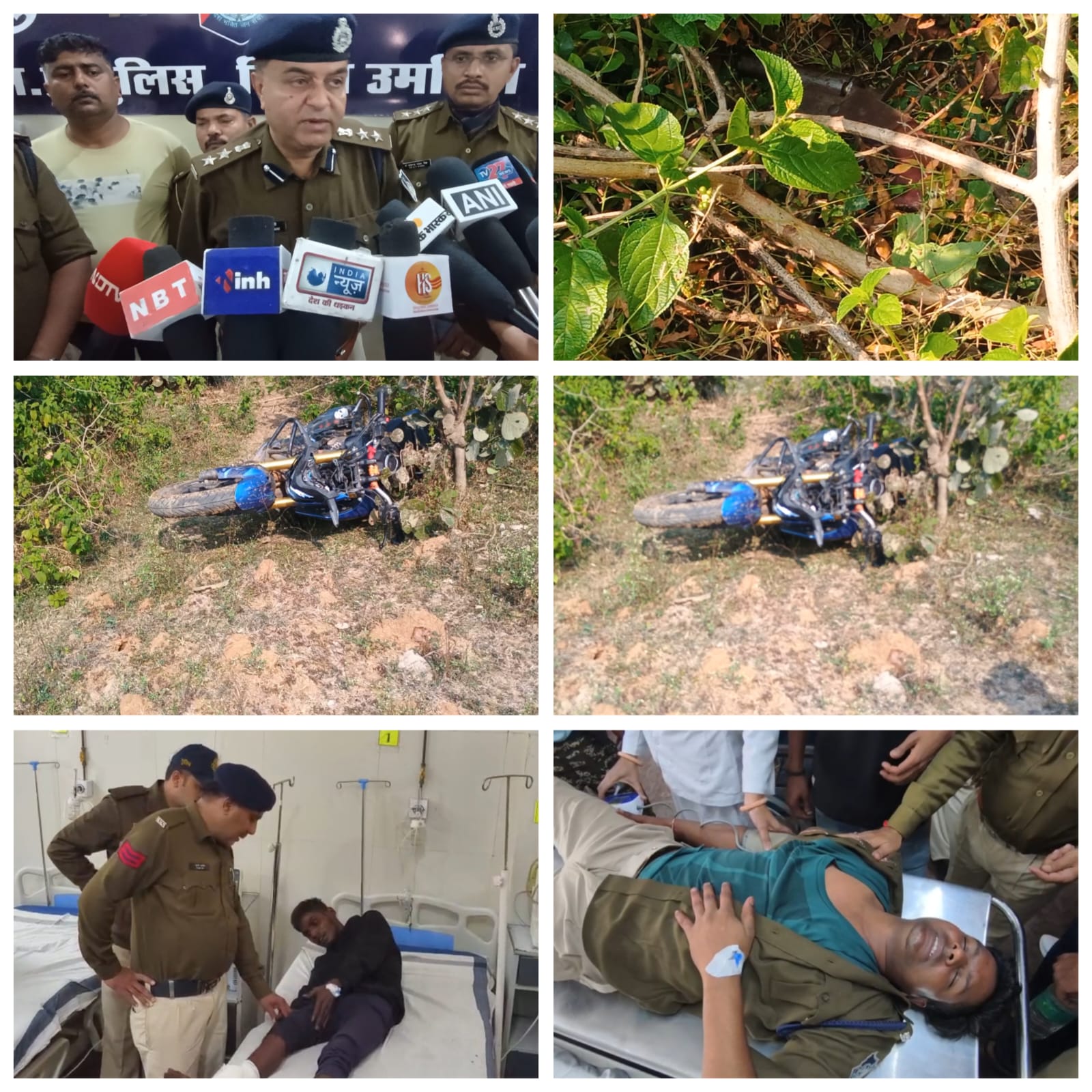 कुख्यात अपराधी और पुलिस की मुठभेड़ एक आरक्षक और आरोपी दोनों घायल