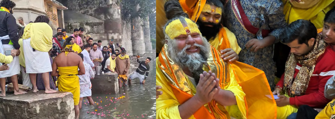 यमुना महारानी के दर्शन एवं भक्ति में भाव विभाेर हाेकर ठाकुरजी काे झूला झुलाते हुए