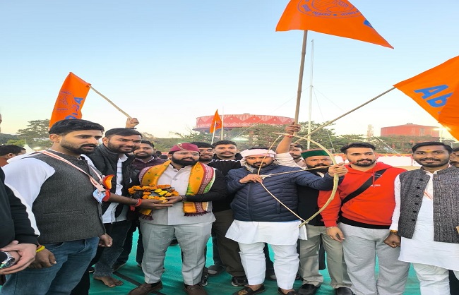 अभाविप का भगवान बिरसा संदेश यात्रा अधवेशन स्थल देहरादून में।