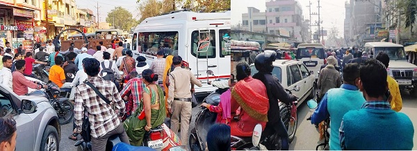 शहर में जगह-जगह लग रहा है जाम