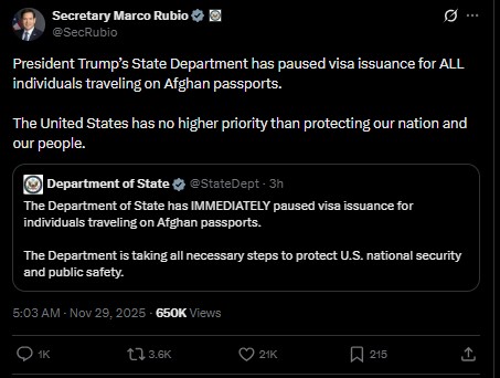 अमेरिका ने अफगान पासपोर्ट पर यात्रा करने वाले लोगों के वीजा जारी करने पर रोक लगाई अमेरिका ने अफगान पासपोर्ट पर यात्रा करने वाले लोगों के वीजा जारी करने पर रोक लगाई