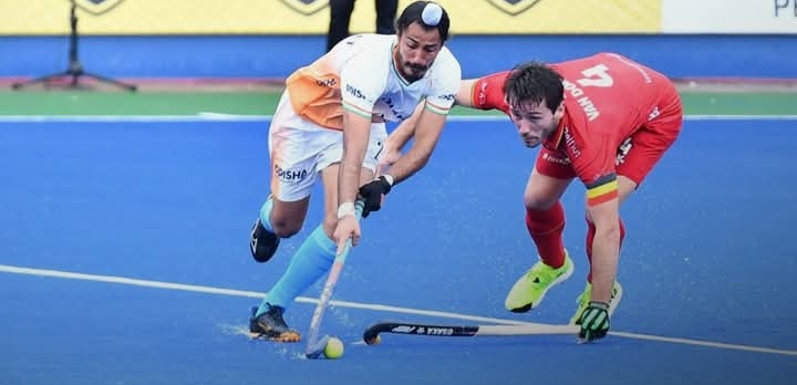 भारत और बेल्जियम के बीच मैच का दृश्य भारत और बेल्जियम के बीच मैच का दृश्य