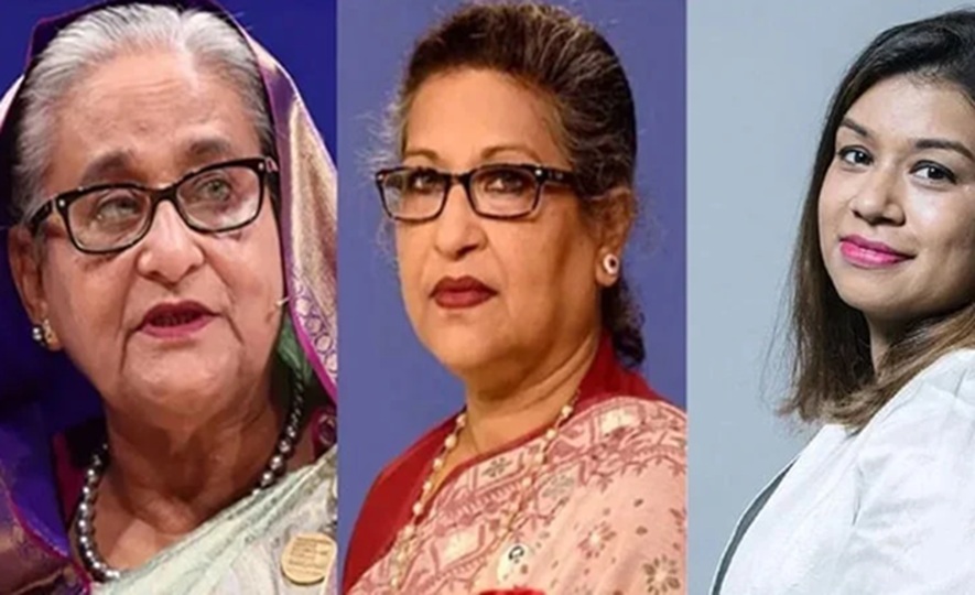 बांग्लादेश की पूर्व प्रधानमंत्री शेख हसीना, बहन शेख रेहाना और भतीजी ट्यूलिप सिद्दकी (बाएं से दाएं). फोटो - इंटरनेट मीडिया बांग्लादेश की पूर्व प्रधानमंत्री शेख हसीना, बहन शेख रेहाना और भतीजी ट्यूलिप सिद्दकी (बाएं से दाएं). फोटो - इंटरनेट मीडिया