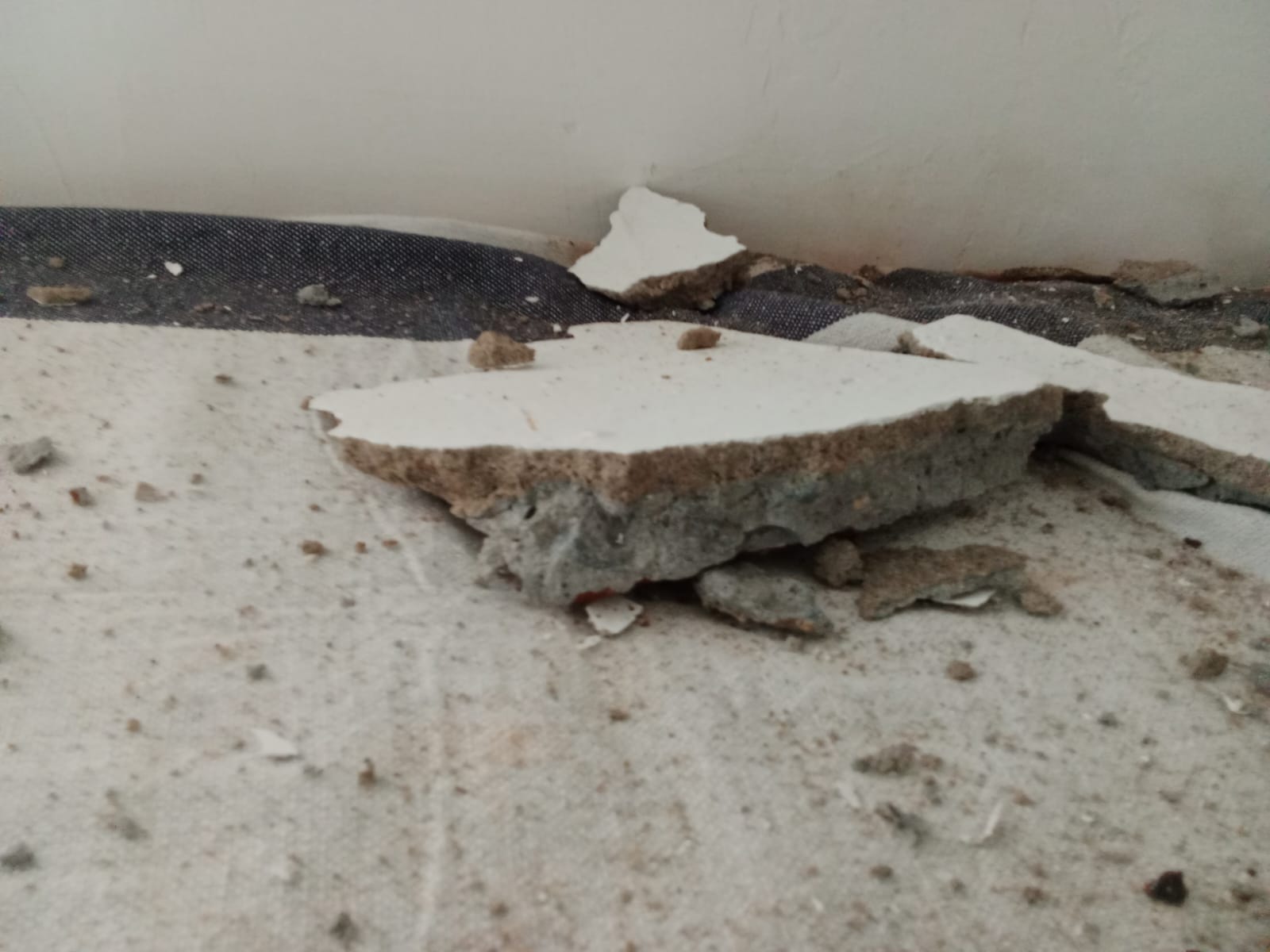 मरीज के बेड पर गिरा प्लास्टर