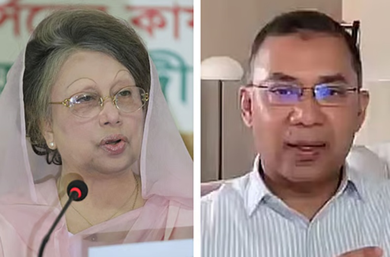 बीएनपी अध्यक्ष खालिदा जिया और कार्यवाहक अध्यक्ष तारिक रहमान (बाएं से दाएं)। तारिक लंदन में निर्वासित जीवन जी रहे हैं। वो बेगम खालिदा के बेटे है्ं। फोटो - प्रोथोम अलो बीएनपी अध्यक्ष खालिदा जिया और कार्यवाहक अध्यक्ष तारिक रहमान (बाएं से दाएं)। तारिक लंदन में निर्वासित जीवन जी रहे हैं। वो बेगम खालिदा के बेटे है्ं। फोटो - प्रोथोम अलो