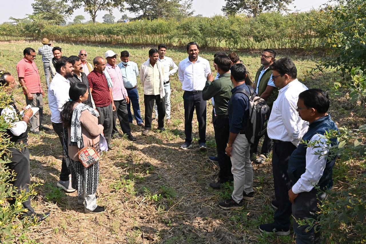 गांव में ग्रामीणों से चर्चा करते हुए कलेक्टर अबिनाश मिश्रा।