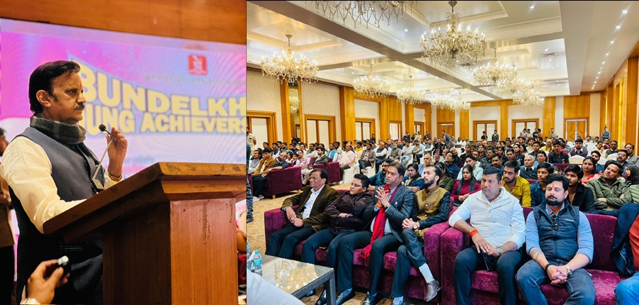 बुंदेलखंड यंग अचीवर्स अवॉर्ड 2025 कार्यक्रम को संबोधित करते हुए उप मुख्यमंत्री राजेन्द्र शुक्ल बुंदेलखंड यंग अचीवर्स अवॉर्ड 2025 कार्यक्रम को संबोधित करते हुए उप मुख्यमंत्री राजेन्द्र शुक्ल