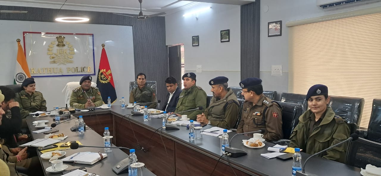 DIG JSK Range holds security review meeting in Kathua, stresses on the importance of enhancing vigilance and security in the district DIG JSK Range holds security review meeting in Kathua, stresses on the importance of enhancing vigilance and security in the district