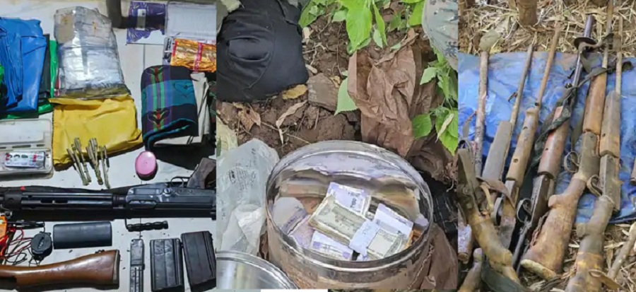 नक्सली डंप से रुपये विस्फोटक और आधुनिक हथियार नक्सली डंप से रुपये विस्फोटक और आधुनिक हथियार