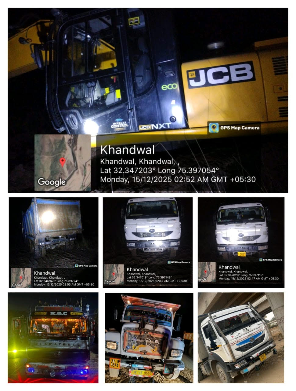 5 dumpers and 1 JCB machine involved in illegal mining/transportation seized 5 dumpers and 1 JCB machine involved in illegal mining/transportation seized