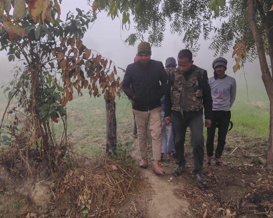 काम्बिंग करती वन विभाग की टीम