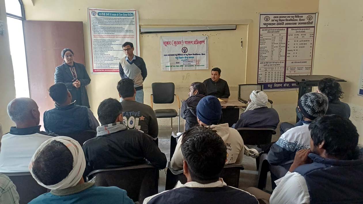 पातली खुर्द गांव में उपस्थित लुवास के संपदा अधिकारी डॉ. संदीप गुप्ता एवं अन्य।