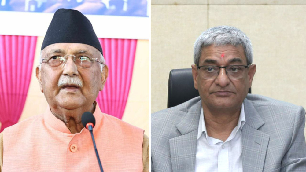 पूर्व प्रधानमंत्री ओली और पूर्व गृहमंत्री रमेश लेखक पूर्व प्रधानमंत्री ओली और पूर्व गृहमंत्री रमेश लेखक