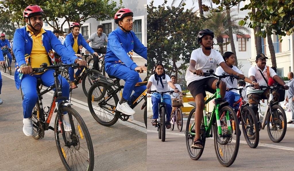 पांडिचेरी में फिट इंडिया साइक्लथॉन - केंद्रीय मंत्री मनसुख मांडेवी की भागीदारी
