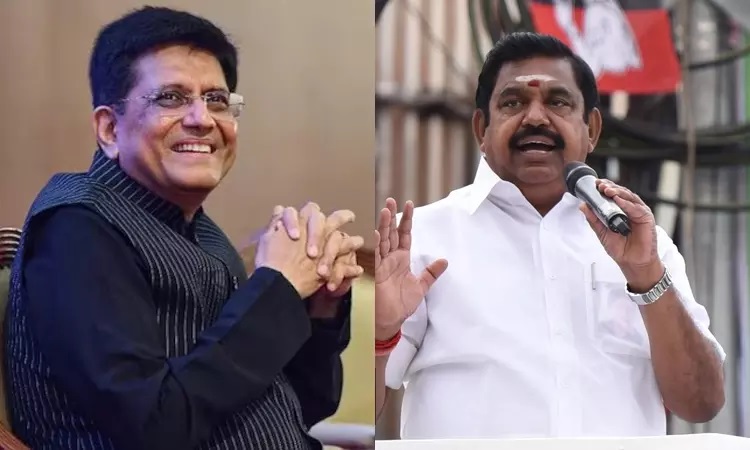 पीयूष गोयल आज चेन्नई आ रहे हैं: एडप्पादी पलानीस्वामी के साथ विचार-विमर्श