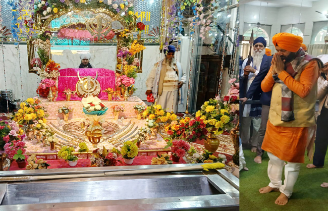 हरियाणा के मुख्यमंत्री नायब सैनी पंजाब के फतेहगढ़ साहिब में माथा टेकते हुए