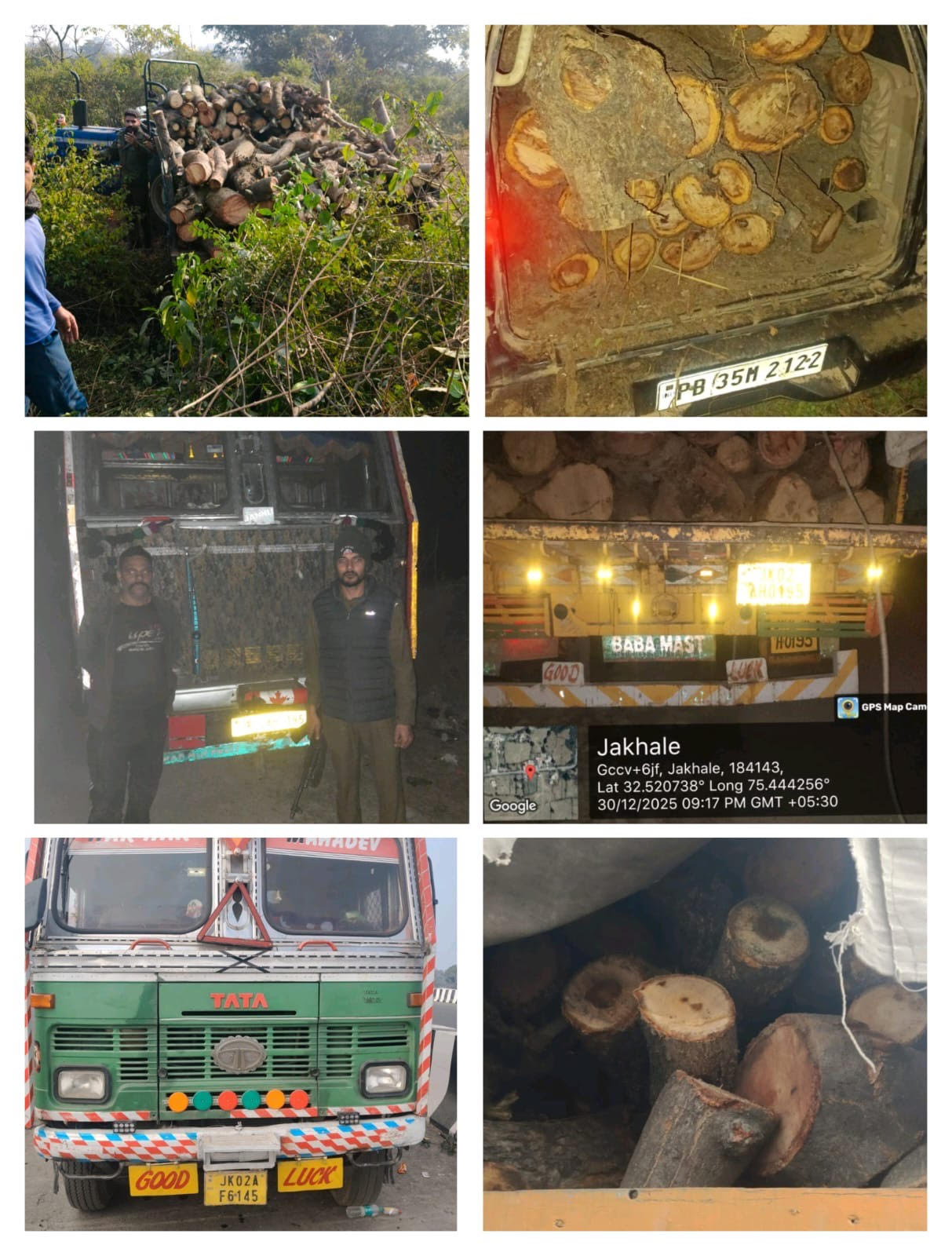 Four vehicles loaded with khair wood and illegal firewood were seized in the Rajbagh police station area.