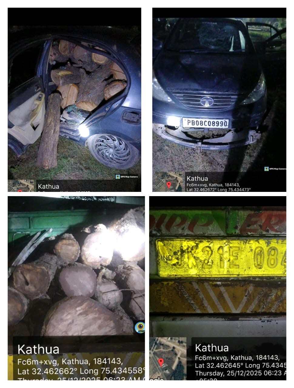 25 quintals of Khair wood recovered, three vehicles seized
