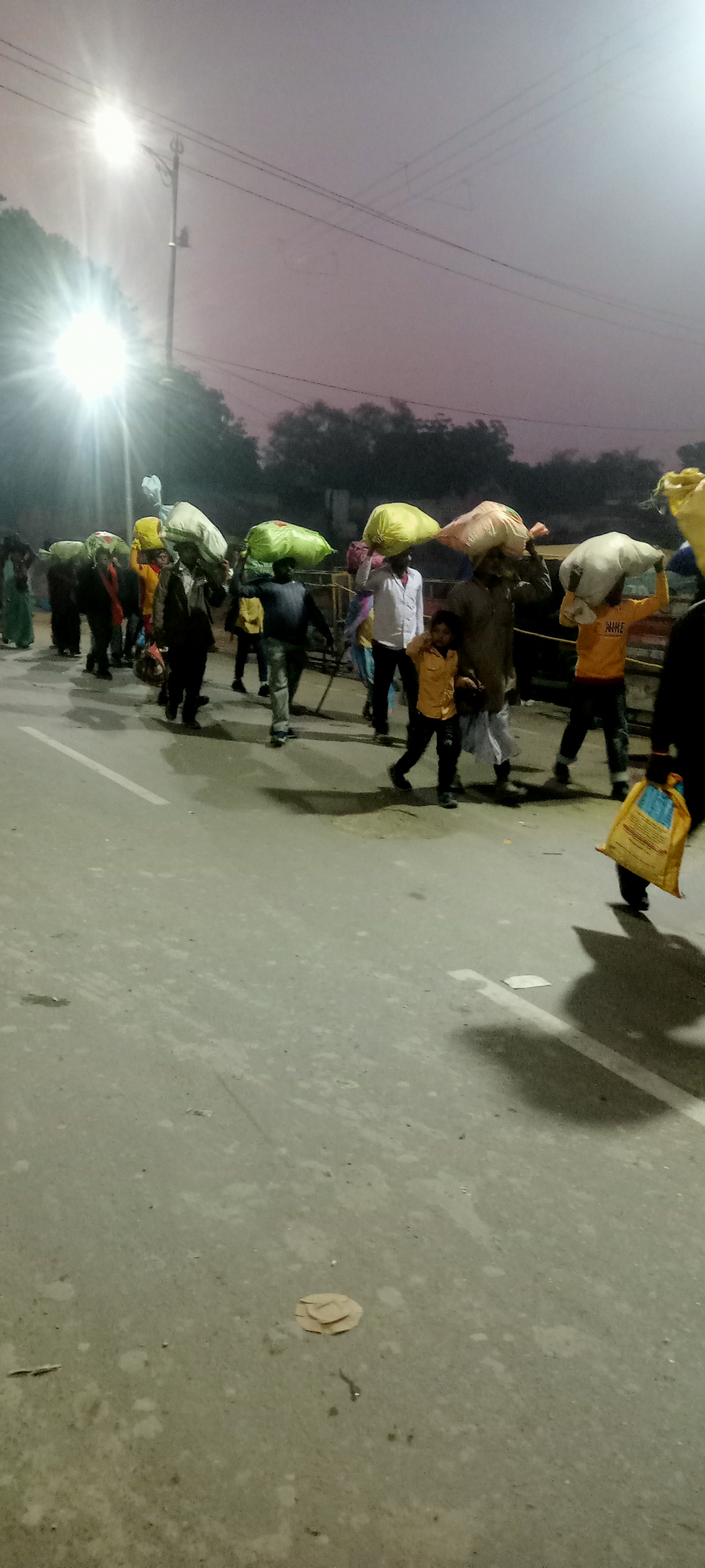 संगम की ओर श्रद्धालुओं के जाने का छाया चित्र