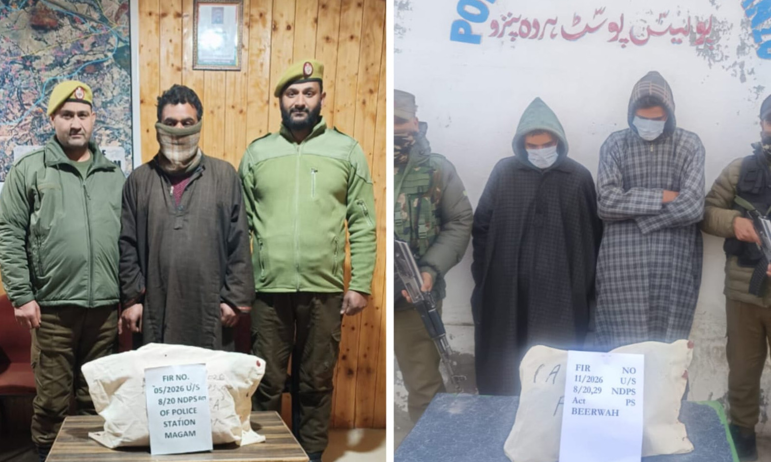 जम्मू-कश्मीर के बडगाम में 4 किलो चरस बरामद, तीन गिरफ्तार