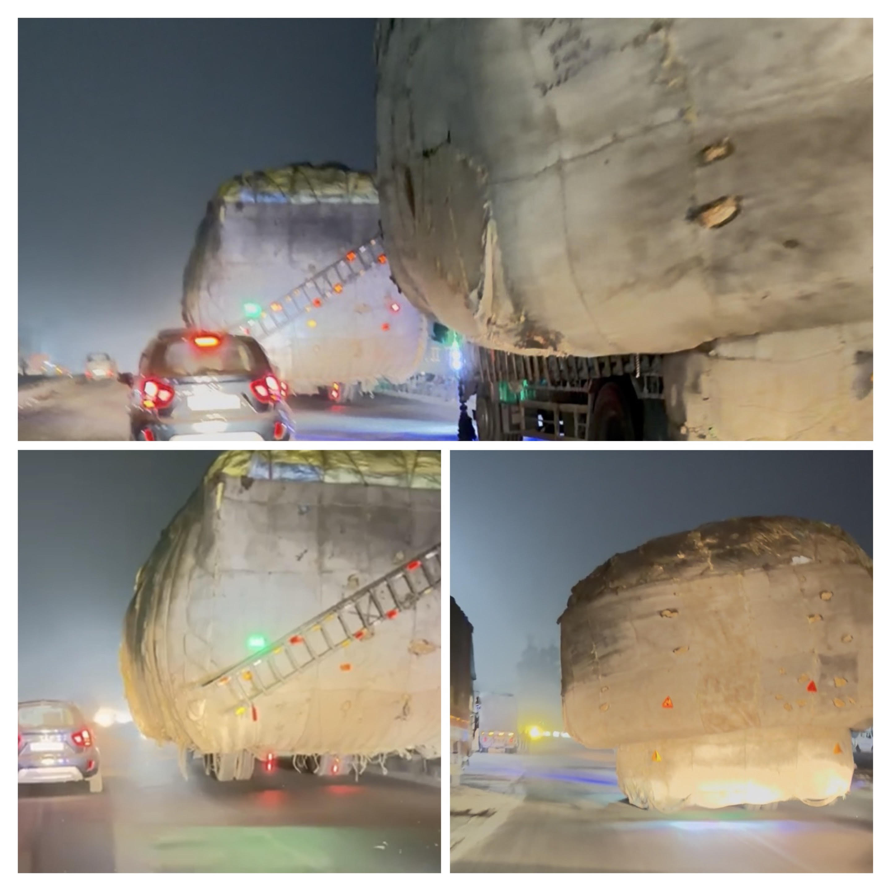 Overloaded trucks rampage in the dead of night, questioning the functioning of the RTO/DTI.