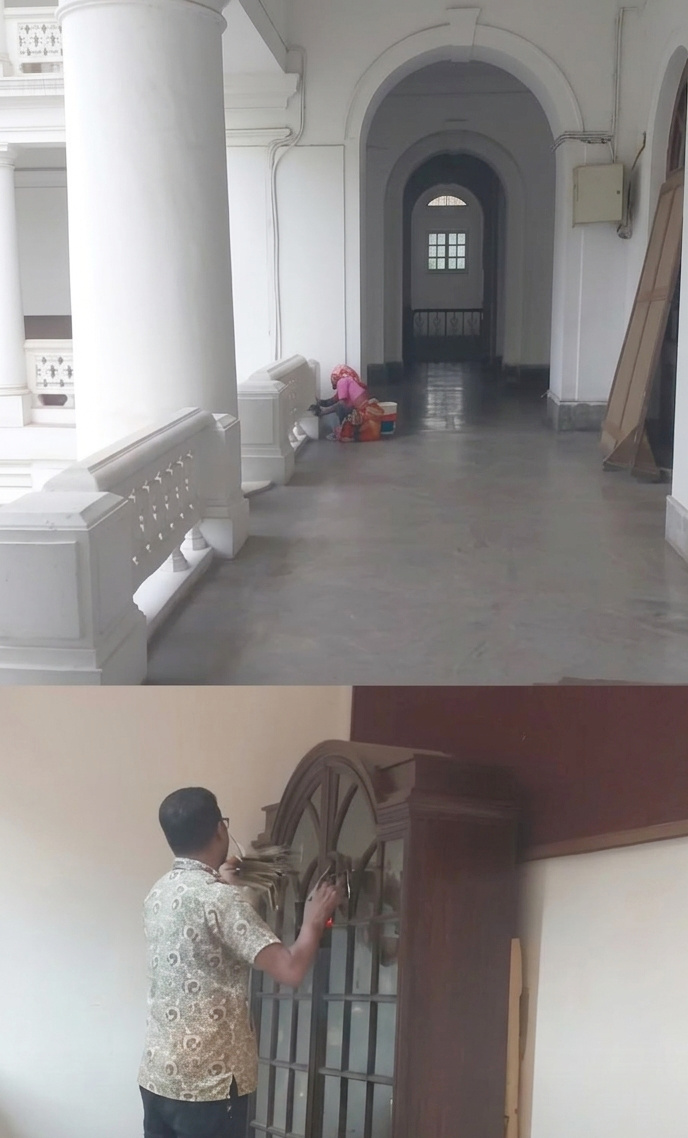 विधानसभा परिसर में चल रही सजाई
