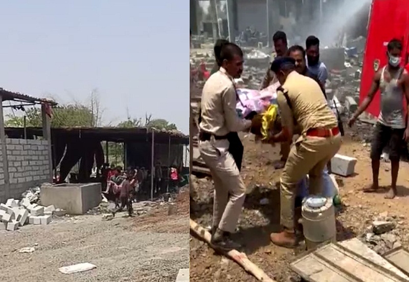देवास में पटाखा फैक्ट्री में विस्फोट के बाद राहत एवं बचाव अभियान
