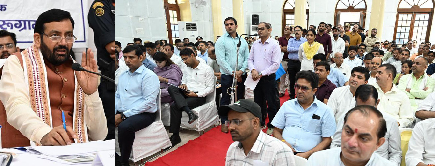 गुुरुग्राम में ग्रीवेंस कमेटी की बैठक में सुनवाई करते मुख्यमंत्री नायब सिंह सैनी।
