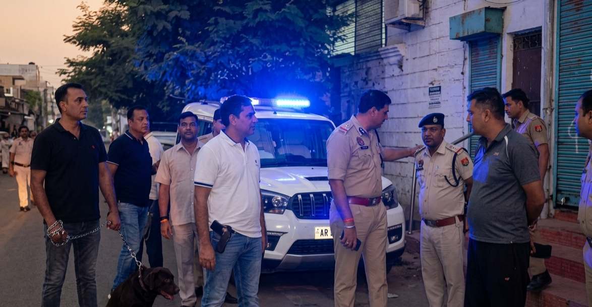 पुलिस द्वारा चैंकिग अभियान के दौरान पुलिस कर्मी