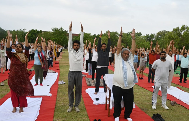 सोनीपत: भगत फूल सिंह महिला विश्वविद्यालय, खानपुर कलां में योग करते हुए मंत्री कृष्ण लाल पंवार सोनीपत: भगत फूल सिंह महिला विश्वविद्यालय, खानपुर कलां में योग करते हुए मंत्री कृष्ण लाल पंवार