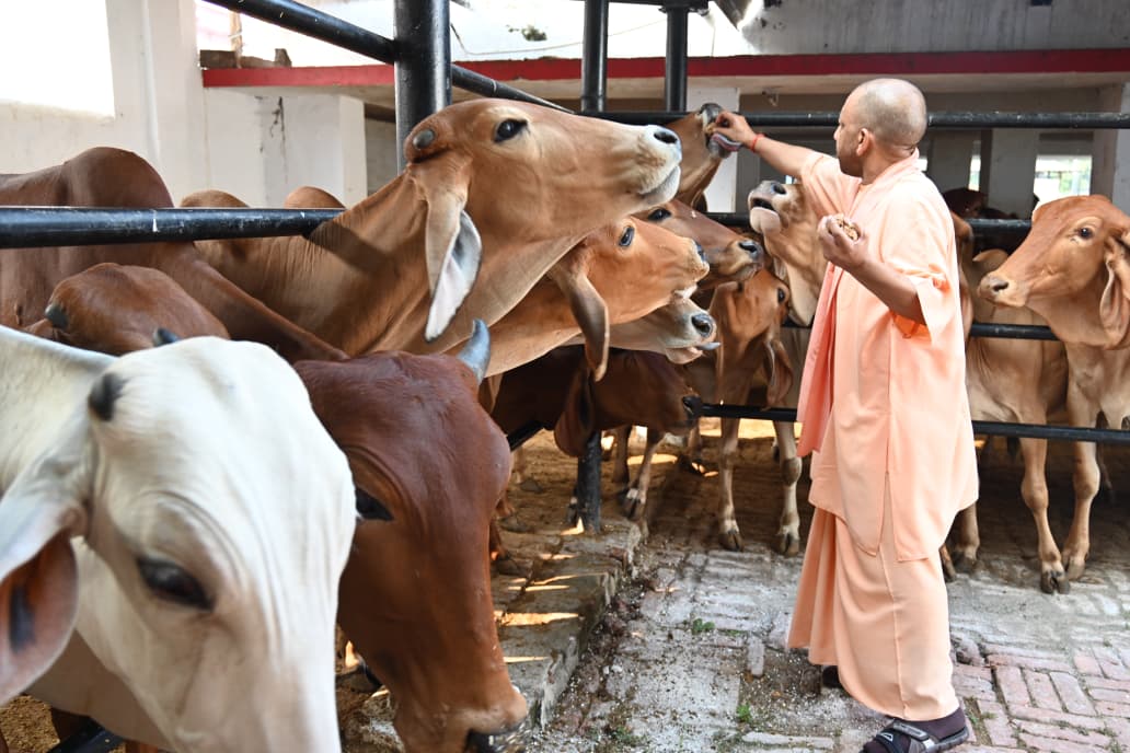 मुख्यमंत्री ने गोसेवा भी की, मंदिर परिसर के भ्रमण के दौरान बच्चों से किया संवाद*