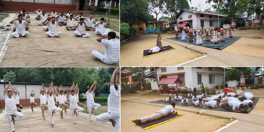 गुवाहाटीः एसएसबी की प्रथम वाहिनी द्वारा आयोजित विशेष योग सत्र का दृश्य