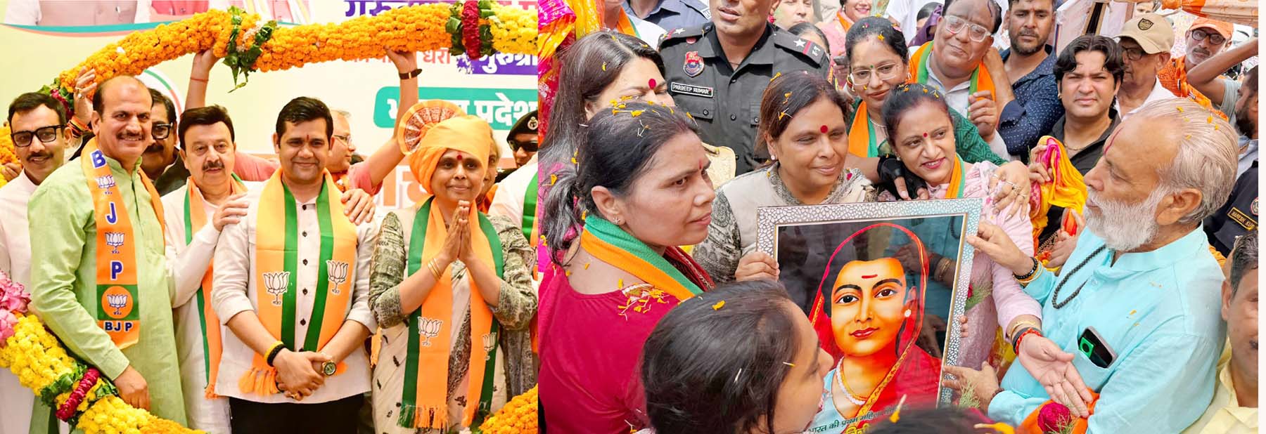 गुरुग्राम में प्रदेश अध्यक्ष बनने के बाद पहली बार गुरुग्राम पहुंची डा. अर्चना गुप्ता का स्वागत करते स्थानीय नेता व रोड शो के दौरान डा. अर्चना गुप्ता को प्रथम महिला शिक्षिका सावित्री बाई फुले की तस्वीर भेंट करते समाजसेवी बनवारी लाल सैनी। गुरुग्राम में प्रदेश अध्यक्ष बनने के बाद पहली बार गुरुग्राम पहुंची डा. अर्चना गुप्ता का स्वागत करते स्थानीय नेता व रोड शो के दौरान डा. अर्चना गुप्ता को प्रथम महिला शिक्षिका सावित्री बाई फुले की तस्वीर भेंट करते समाजसेवी बनवारी लाल सैनी।