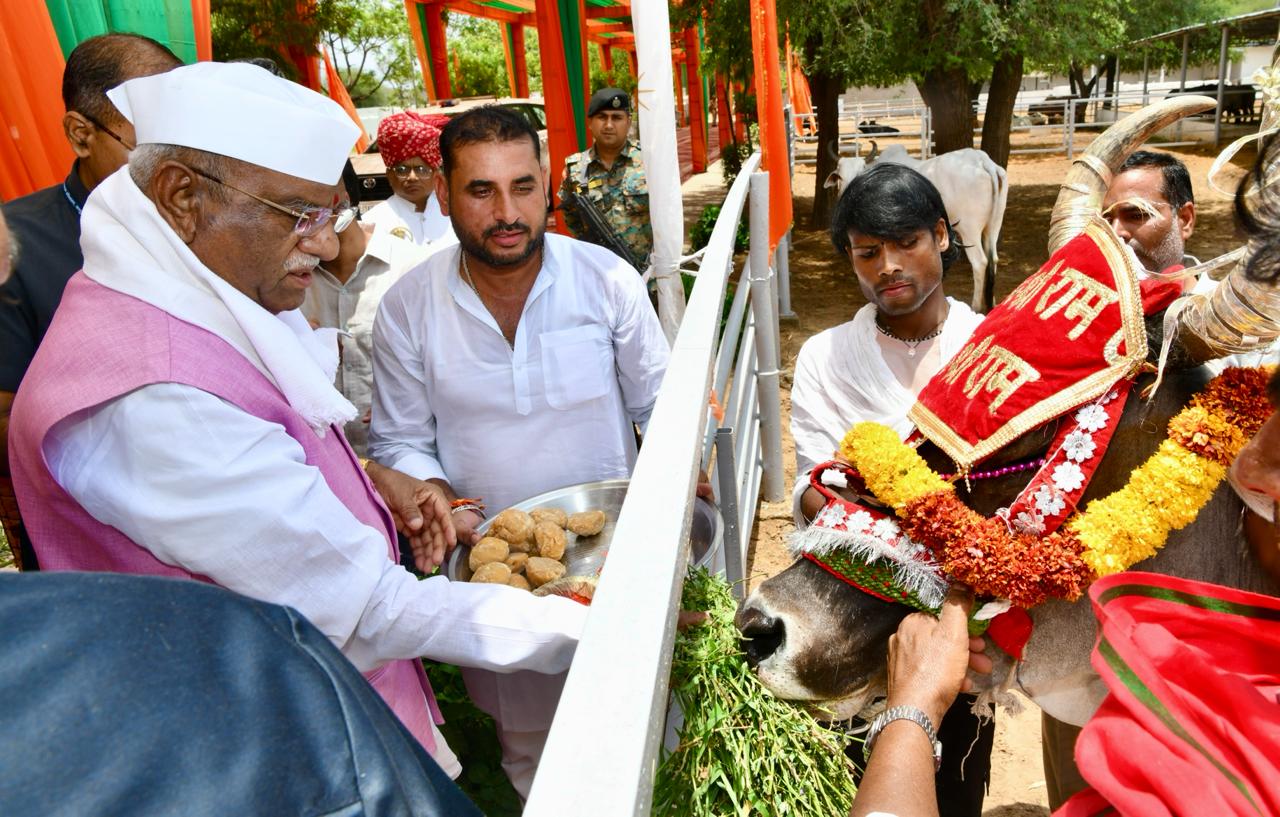 राज्यपाल बागडे निमेड़ा स्थित श्री श्याम गौशाला में चल रही भागवत कथा में सम्मिलित हुए