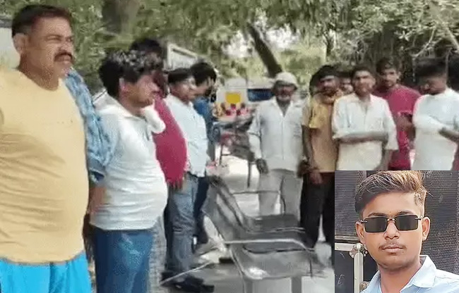 सोनीपत: अस्पताल में शव का पोस्टमार्टम कराने         पहुंचे परिजन इनसेट में हिमांशु का फाइल फाेटो