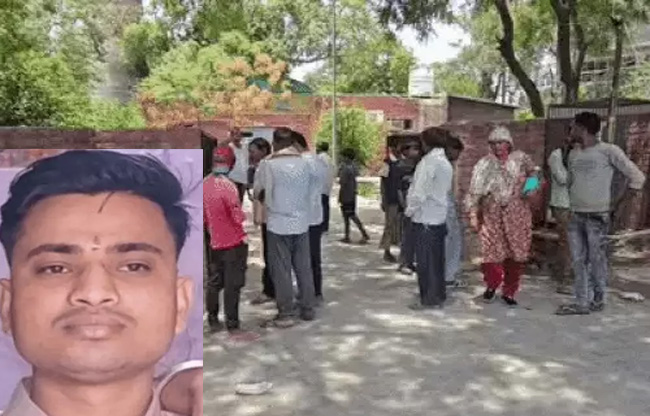 सोनीपत: परिवार के सदस्य अस्पताल में इनसेट         में मृतक विशाल का फाइल फोटो