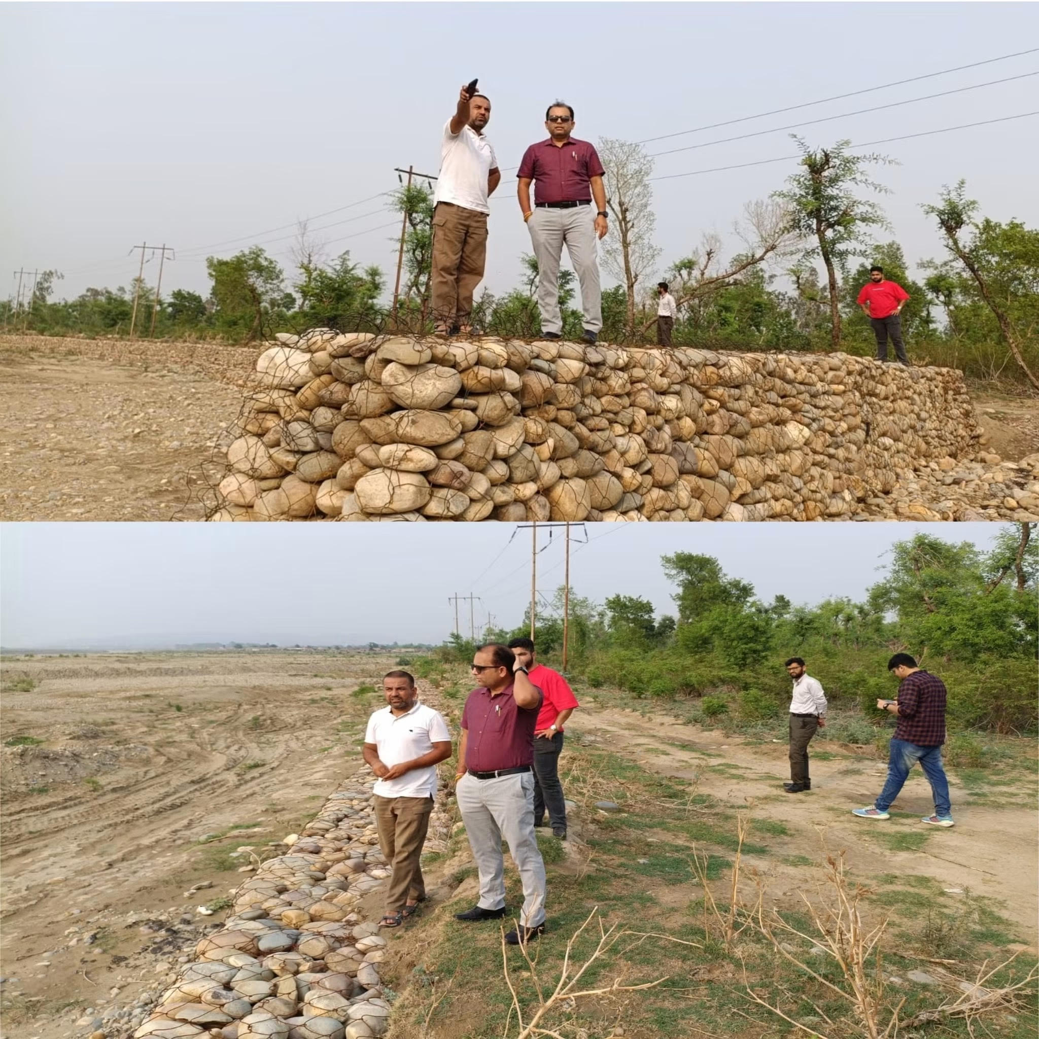SDM Hiranagar inspected flood protection works on the Tarnah River.