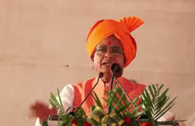 कार्यक्रम को संबोधित करते हुए केंद्रीय कृषि एवं किसान कल्याण मंत्री शिवराज सिंह चौहान।