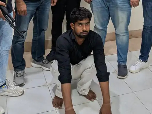पलवल एसटीएफ की गिरफ्त में पकड़ा गया हत्या आरोपी।