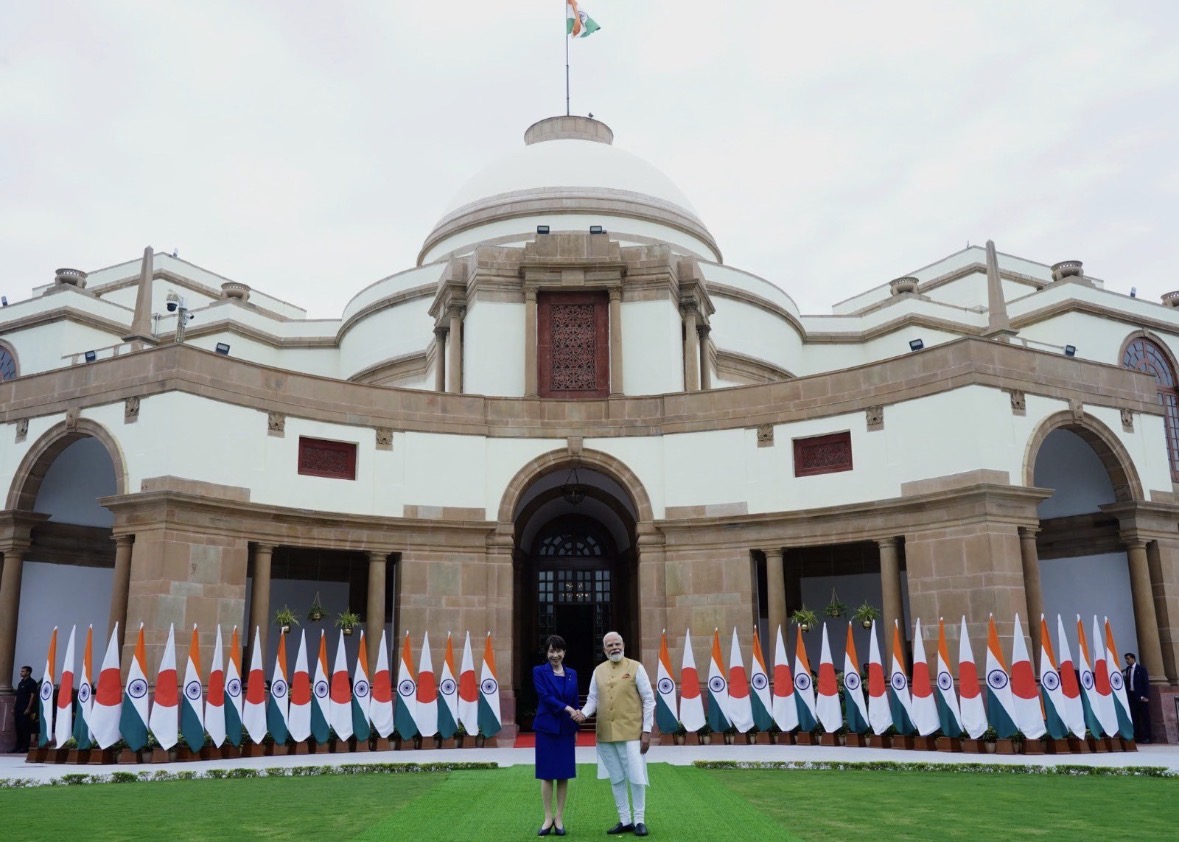 नई दिल्ली में हैदराबाद हाउस में गुरुवार को भारत-जापान वार्षिक शिखर सम्मेलन के दौरान प्रधानमंत्री नरेन्द्र मोदी और जापान की प्रधानमंत्री सनाए तकाइची नई दिल्ली में हैदराबाद हाउस में गुरुवार को भारत-जापान वार्षिक शिखर सम्मेलन के दौरान प्रधानमंत्री नरेन्द्र मोदी और जापान की प्रधानमंत्री सनाए तकाइची